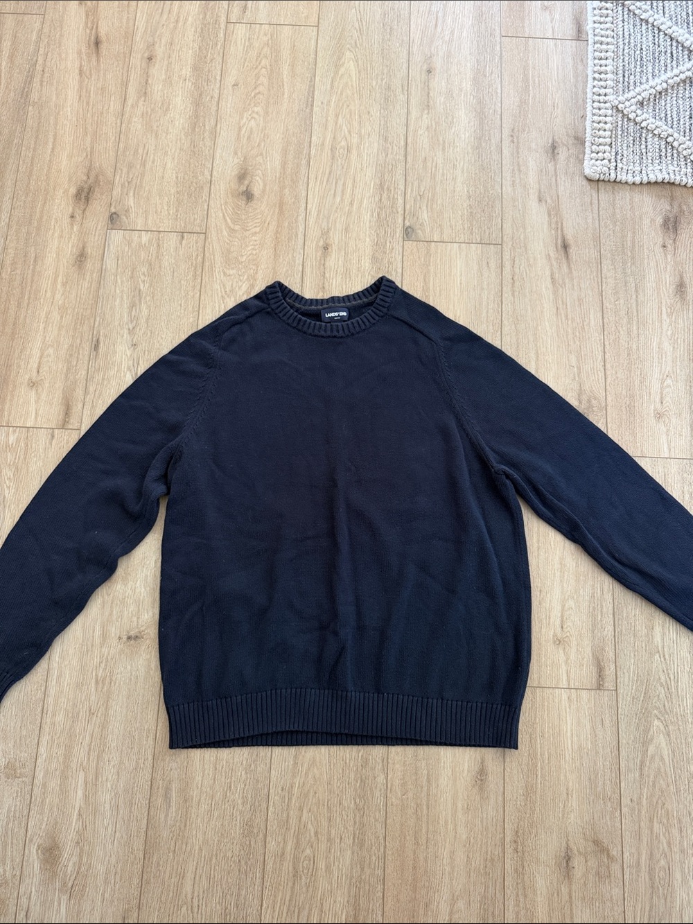 Lands' End Men's Crewneck Sweater - Navy Blue 100% Cotton
